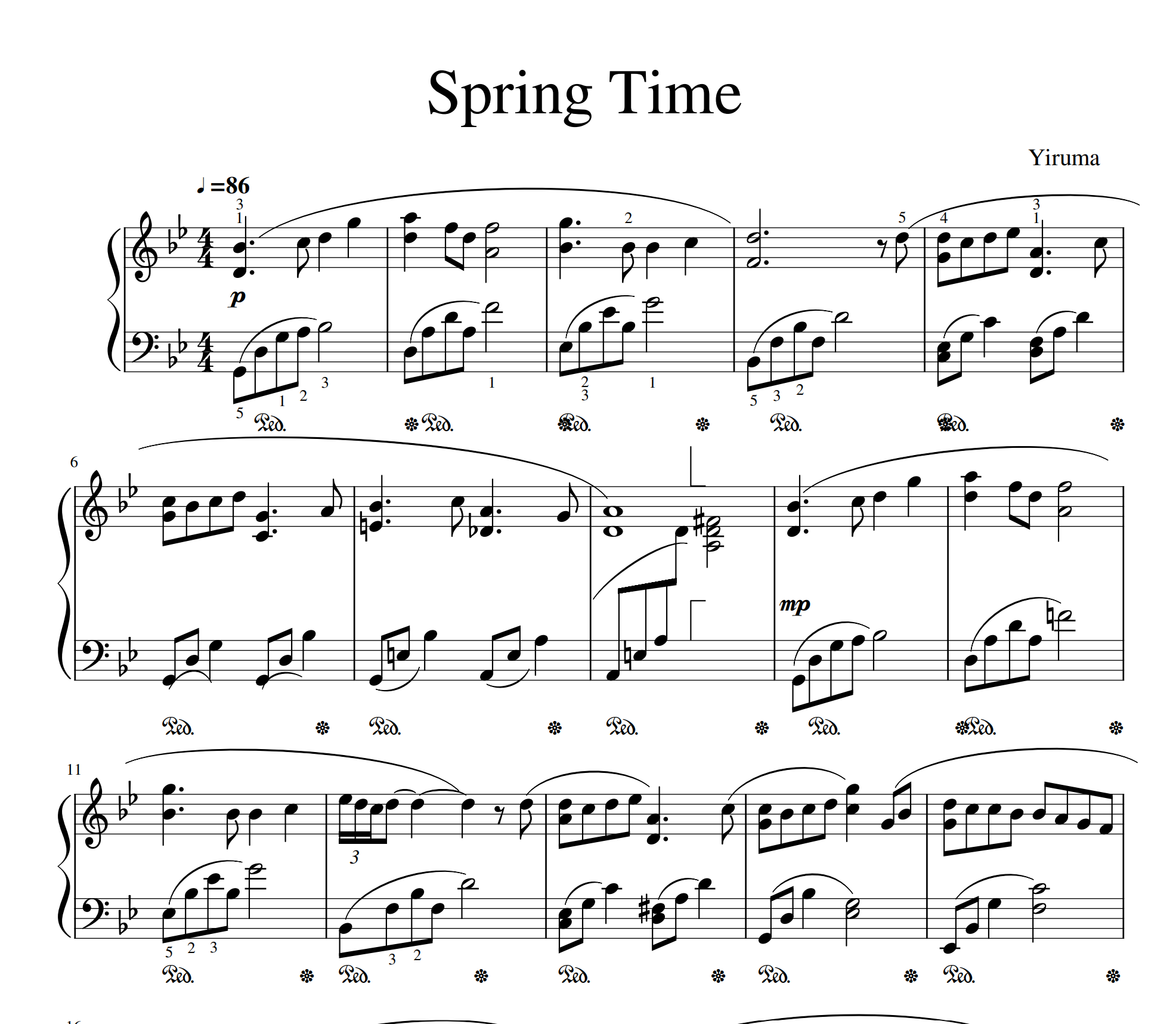 Yiruma - Spring Time sheet music for piano